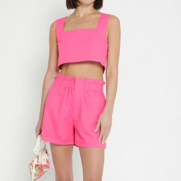 OPT Women's Hot Pink Cropped Tank & High Rise Shorts Vienna Set Size M - Picture 1 of 11